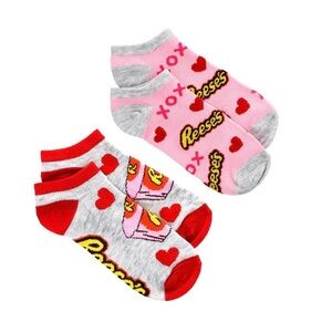 Valentine's Day Ladies REESE’S Theme Socks, Assorted Designs, 2-pc Pack.